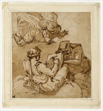 Allegorical Subject (Angel above Two Sibyls), 1560/65, Luca Cambiaso, Italian, 1527-1585, Italy,