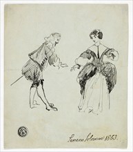 Cavalier and Lady, 1853, Simeon Solomon, English, 1840-1905, England, Pen and black ink on pale