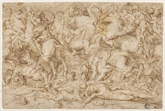 Battle Scene with Horses and Men, c. 1517, Domenico Campagnola, Italian, c. 1500-1564, Italy, Pen