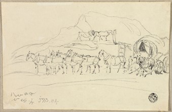 Wagon with Eight Horses Being Hitched, n.d., John Ward, English, 1798-1849, England, Graphite on