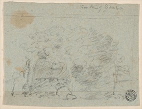 Sketch of Trees Near Bridge (recto), Sketch of Building (verso), n.d., Attributed to Richard