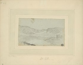 Hilly Landscape, n.d., Attributed to Richard Wilson, English, 1714-1782, England, Charcoal on blue