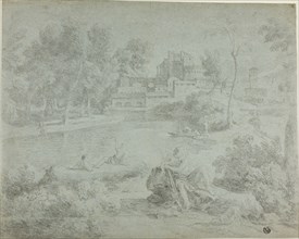 Italianate Landscape with Bathers, n.d., Possibly Richard Wilson (English, 1714-1782), or Gaspard