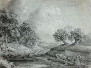 Landscape with Woman and Cows (recto), Sketch of a Landscape (verso), n.d., Richard Wilson