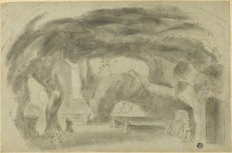 Interior of a Grotto, n.d., Possibly Richard Wilson, English, 1714-1782, England, Black chalk with