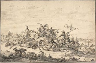 Battle Scene with Horsemen, 1658, Zacharias Blyhooft, Dutch, active 1658/59-1680/82, Holland, Pen