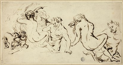 Sketches of Nymph, Satyr and Putto, n.d., John Vanderbank, English, 1686-1739, England, Pen and