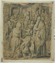 Christ Among the Doctors, n.d., School of Lambert Lombard, Flemish, 1506-1566, Flanders, Pen and