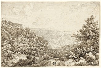 Landscape with Wooded Hills, Seated Figure, 1756, Nicolaes Emmanuel Perij, Flemish, born 1736,