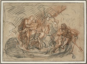 Orpheus on the River Styx, n.d., Antoine Coypel, French, 1661-1722, France, Red and black chalks,