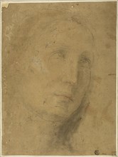 Head Looking Upwards, n.d., Unknown Artist, Italian, late 16th Century, Italy, Red and black chalk,
