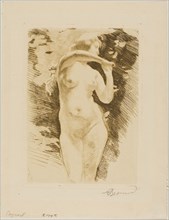 Eve, 1896, Albert Besnard, French, 1849-1934, France, Etching and drypoint in bistre ink on ivory