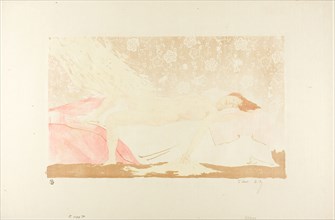 Danaë, 1894, Alexandre Lunois, French, 1863-1916, France, Lithograph in brown, pink and yellow on