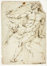 Academic Male Nude Representing Hercules with Nessus’s Robe (recto and verso), n.d., After Baccio