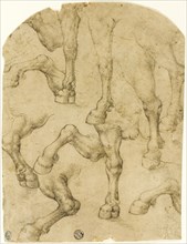 Sketches of Horses’ (or Dromedaries’) Legs (recto), Columns (verso), c. 1530, Follower of Leonardo
