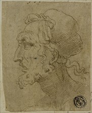 Male Head in Profile, n.d., Attributed to Baldassare Peruzzi, Italian, 1481-1536, Italy, Pen and