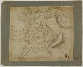 Two Figures Ascending, 1560/70, Follower of Luca Cambiaso, Italian, 1527-1585, Italy, Pen and brown