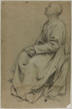 Seated Monk Holding Book, n.d., Probably Domenico Fiasella (Italian, 1589-1669), or possibly
