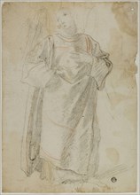 Standing Angel (recto), Study of Face and Drapery (verso), n.d., Probably Domenico Fiasella