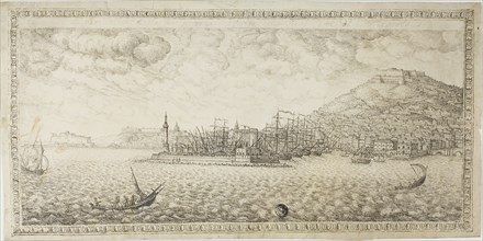 Harbor of Naples, n.d., Unknown Artist, Possibly Italian. n.d., Italy, Pen and black ink on vellum,
