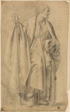 Standing Draped Male Figure, Holding Staff, n.d., Unknown Artist, French or Italian, possibly