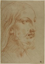 Head of Christ, c. 1652, Giovanni Andrea Sirani, Italian, 1610-1670, Italy, Red chalk on tan laid