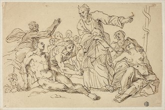 Moses and the Brazen Serpent, n.d., Unknown Artist, Possibly Italian, n.d., Italy, Pen and brown