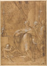San Carlo Borromeo Adoring an Image of the Birth of the Virgin, 1684/87, Sigismondo Caula, Italian,