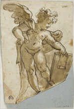 Standing Putto Holding Tablet, n.d., Attributed to Lazzaro Tavarone (Italian, 1556-1641), or Style