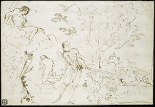 Sacrifice of Isaac (recto), Jacob’s Dream (verso), 1613/20, Giovanni Francesco Barbieri, called
