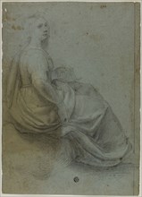 Seated Woman in Profile, to Right, n.d., Probably Domenico Fiasella (Italian, 1589-1669), or
