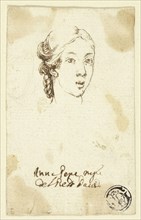 Female Portrait Head, n.d., Attributed to Stefano della Bella, Italian, 1610-1664, Italy, Pen and