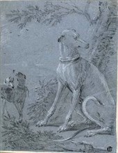 Seated Hound Beside Trees, n.d., Style of Jean-Baptiste Oudry, French, 1686-1755, France, Black
