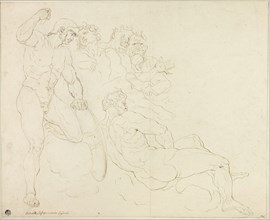 Sketches of Six Classical Figures, n.d., Possibly Raymond de Lafage, French, 1656-1690, France, Pen