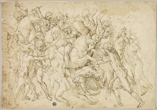 Battle between Cavalry and Foot Soldiers, late 16th century, After Girolamo Genga, Italian, c.