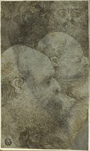 Three Bearded Male Heads, Two in Profile to the Right, n.d., Circle of Bernardino Lanino, Italian,