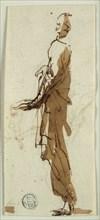 Standing Draped Figure in Profile (recto), Massacre of the Innocents (verso), n.d., Attributed to