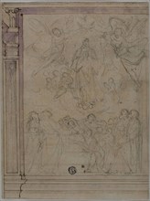 Assumption of the Virgin (recto), Sketches of Architectural Details (verso), n.d., Unknown Artist,