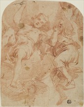 Study of Two Angels, 1661/1666, Mattia Preti, Italian, 1613-1699, Italy, Red chalk on buff laid