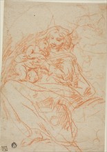 Virgin and Child (recto), Portion of Altarpiece Sketch (verso), n.d., Attributed to Flaminio Torre,