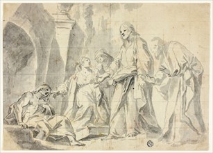 Raising of Lazarus, n.d., Attributed to Marco Benefial, Italian, 1684-1764, Italy, Brush and gray