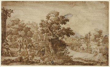 Landscape with Dancers and Musicians, n.d., Attributed to Ercole Bazzicaluva, Italian, c.1610-after