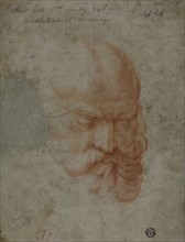 Head of a Bearded Man (recto) Sketches of Architectural Details (verso), n.d., Unknown Artist,