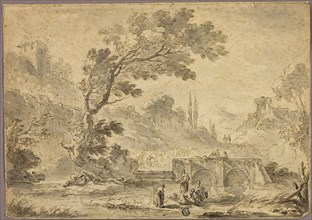 Washerwomen by Stream in Italianate Landscape, n.d., Possibly Andrea Locatelli, Italian, 1695-1741,