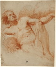 Seated Male Nude, n.d., Unknown Artist, French or Italian, possibly Bolognese, 18th century,
