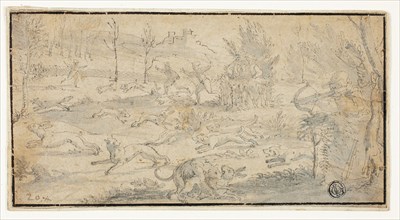 Hunting Scene, n.d., Attributed to Jacob Züberlein, German, 1556-1607, Germany, Pen and black ink,