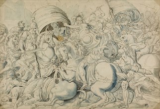 Battle before Troy, n.d., after Luca Penni, Italian, 1500/05-1557, Italy, Pen and brown ink, and