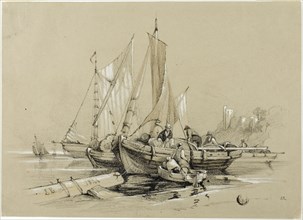 Harbor with Cutters, 1841, Eugène Blery, French, 1805-1887, Eduard Julius Friedrich Bendemann (?),