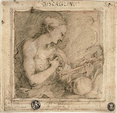 Mary Magdalene, n.d., Attributed to Bartolomeo Biscaino, Italian, 1632-1657, Italy, Pen and brown