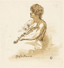 Young Violinist, 1794, Unknown English artist, England, Brush and brown wash over graphite, on